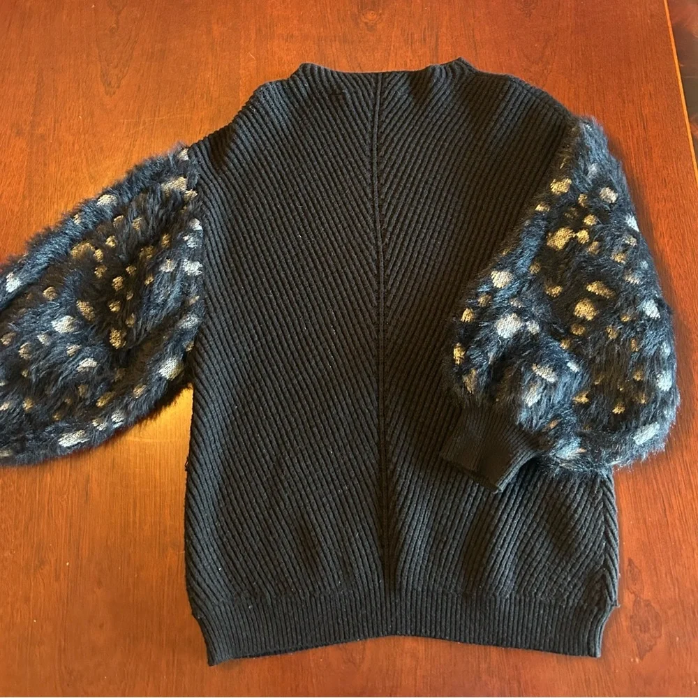 Anthropologie knitted and knotted mock neck ribbed sweater Black Size Small - Picture 5 of 5